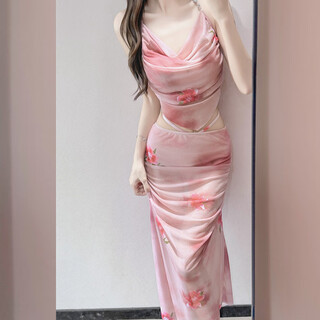 Bo naling swimsuit women's bikini split skirt three-piece set belly covering slimming sexy cute hot spring resort style swimsuit pink one size (suitable for 80-120 jin jin is equal to 0.5 kg)