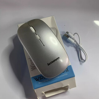 沃优选联想USB无线鼠标n100笔记本办公游戏电脑台式机小新蓝牙版/充电   联想充电款无线鼠标(银灰色