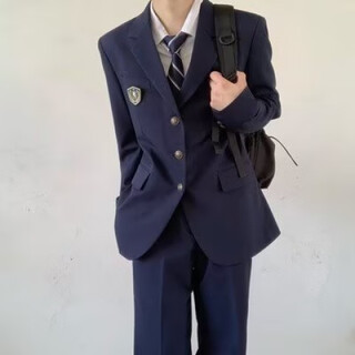 Lu classmate boys dk uniform suit suit loose handsome spring and autumn photo performance class uniform suit jacket trendy navy blue (suit/shirt/tie) xl