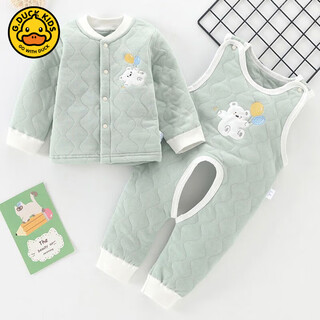 G.duckkids baby thermal clothing overalls set quilted baby underwear pure cotton newborn children's clothing pants spring and autumn thickened <extra soft boneless warmth> balloon bean green 73 recommended 12-17 jin jin equals 0.5 kg