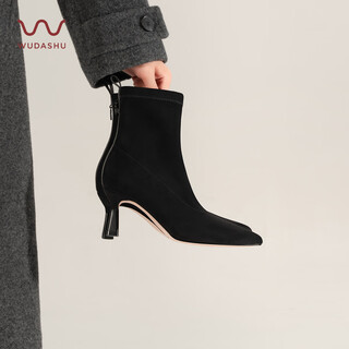 Uncle wu's hongyun shoes in high heels are stretchy and slim boots, short boots, temperamental women's boots, air cushion cushioning, comfortable and not tiring, toe toe stiletto boots for women