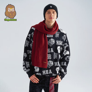 Heax i.t fingercroxx joint autumn and winter all-print lion sweater for men and women, simple warm sweater, black m