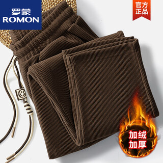 Romon plus velvet and thickened 520g high quality chenille casual trousers for men autumn and winter thick loose warm sports pants 520g dark brown thick plus velvet xl 140160jin jin is equal to 0.5 kg