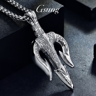 Gsung platinum trident pendant men's pt950 pure platinum pendant fashion neck jewelry gift for boyfriend on chinese valentine's day customized deposit, please contact before shooting