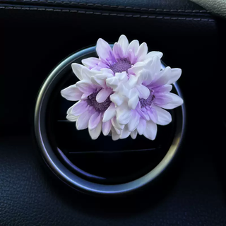 Yusenyi three daisies car aroma diffuser car perfume car air vent decoration women's car interior ornaments light purple daisy air vent free 1 bottle of essence 1g