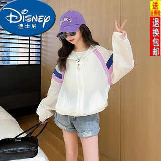 Disney girls' sun protection clothes summer 25 years new children's thin air-conditioning shirts summer breathable ice-sense skin clothes for middle and large children color purple 160 recommended height around 155