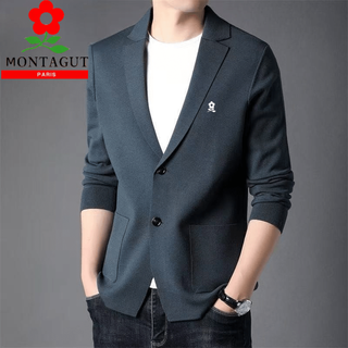 Montagut 2025 new spring and autumn middle-aged men's long-sleeved sweater business casual lapel cardigan jacket for men 6783 ha qing l recommended 120-135 jin jin equals 0.5 kg