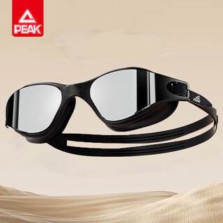 Peak swimming goggles high-definition waterproof and anti-fog myopia degree swimming goggles and swimming cap set for men and women adult professional swimming equipment silver-plated black upgrade 2.0 flat/non-myopia