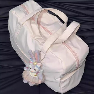 Travel bag, women's large-capacity luggage bag storage bag, short-distance handbag, high-looking portable maternity bag, pink, double front side pockets, no pendants, 16l, can be boarded without checking in