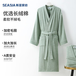 Xinya bathrobe pure cotton adult men's and women's bathrobe soft and comfortable home bathrobe pajamas nightgown gray green l