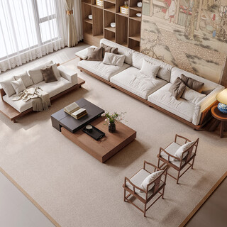 Jigi song dynasty aesthetic solid wood fabric sofa coffee table combination home living room designer guest sofa high-end light luxury