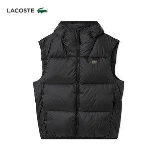 Lacoste french crocodile men's 25 autumn new duck down zipper hooded down vest | bh2895 031/black m 50