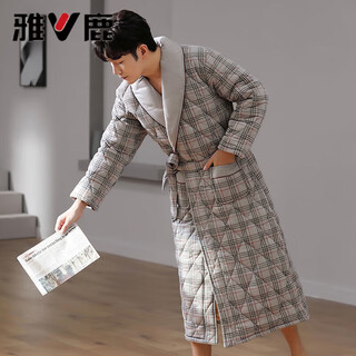 Yalu high quality 2025 new xinjiang cotton pajamas men's winter three-layer thickened men's long large size clip xinjiang cotton three-layer xinjiang cotton-8385 m 80-100jin jin is equal to 0.5 kg