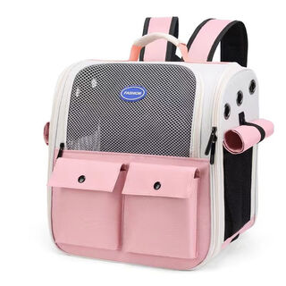 Oyktn cat bag going out portable pet backpack backpack school bag all seasons anti-stress portable breathable cat outing bag nude pink