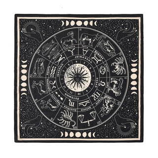 Shijanu's new cotton constellation printed american retro square scarf ami khaki vintage women's headscarf headband black