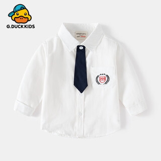 G.duck little yellow duck boy tie long-sleeved shirt korean version 2024 new spring style embroidery for small and medium-sized children and babies stylish tie cs2320a white 90 cm