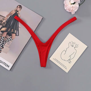 European and american style women's sports yoga deep v thong breathable seamless sexy low waist thin strap t-string pants red m85-109jin jin equals 0.5 kg