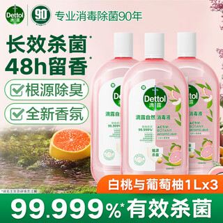 Dettol natural fragrance disinfectant, long-lasting fragrance for laundry, sterilization of clothes and toys, deodorizing pet supplies disinfectant, fragrance laundry, 48h fragrance, 1l*3
