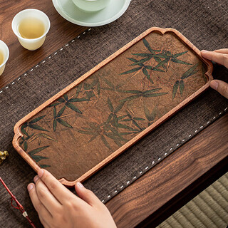 Yupinjia solid wood tea tray small walnut dry bubble tray chinese style creative home tea table tea mat set single tea tray saucer walnut tea tray black bamboo