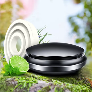 Yusenyi round car perfume holder car aromatherapy tablet refill replacement solid fragrance tablet car long-lasting light fragrance cream refill ufo black shell comes with one fragrance tablet