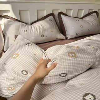 Fantasy baby dribs, double-layer gauze four-piece set of the same material, pure cotton, breathable, mildew-proof, naked sleeping spring and summer quilt cover, max lion--french hollow lace bed sheet style 2.0 four-piece set suitable for 2.20*2.40 quilt