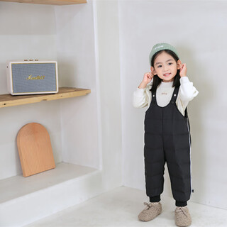 Warm winter duck baby down pants white duck down baby toddler boys and girls outer wear thickened pants jumpsuit overalls winter black 80 recommended 16-21jin jin is equal to 0.5 kg