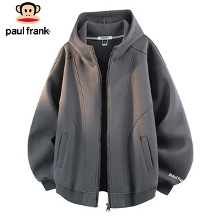 Paul frank hooded sweatshirt men's autumn and winter trendy brand heavy coat men's casual loose top men's dark gray 2xl