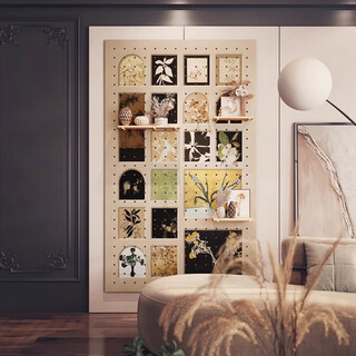 Renjuyi second-hand wind tunnel hole board solid wood storage rack customized entrance entrance partition decoration storage wall blocking display rack solid wood board enf grade bunny board / square