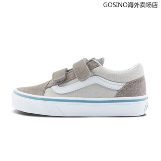 Vans (vans) official brand direct supply old skool v gray velcro medium and large children's sneakers gray 34