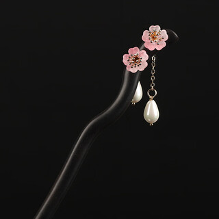 2025 new classic black sandalwood hairpin handmade design elegant ancient style suitable for hanfu cheongsam updo flower goddess black powder