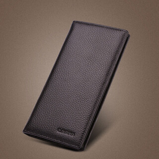 Goldlion wallet men's long genuine leather 2025 new first layer cowhide leather zipper wallet large capacity wallet card holder brown - simple and thin