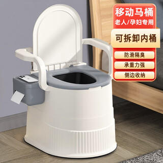 Karlot mobile toilet seat for the elderly, pregnant women, household detachable squatting toilet, patient toilet stool, bedroom, mobile toilet, gray, with toilet