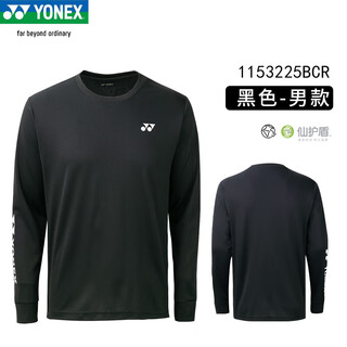 Yonex yonex badminton clothing men's breathable long-sleeved sportswear top 1153225bcr black xo