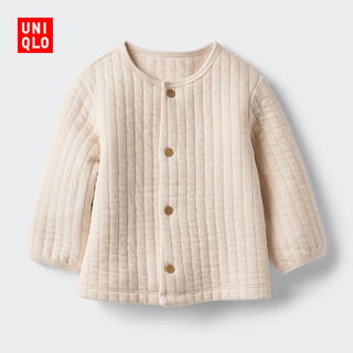 优衣库婴幼儿宝宝压线开衫/外套上衣25秋冬新款479599 30 浅米色 70
