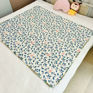 Yusenyi double-sided pure cotton small mat quilted thick sheets aunt mattress breathable kindergarten children's bed mattress colorful leaves bunny 8 70x100cm