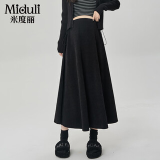 Miduli maternity skirt autumn and winter european cotton velvet skirt a-line pleated skirt winter pregnancy long skirt maternity wear black xl