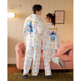 Gongdie light and soft disney stitch couple pajamas women's long sleeve men's spring and autumn suit home clothing outerwear