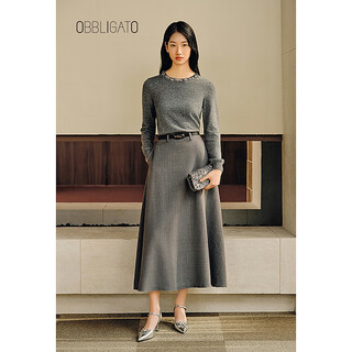 Obbligato origato spring round neck heavy industry studded wool mixed cashmere sweater medium gray s