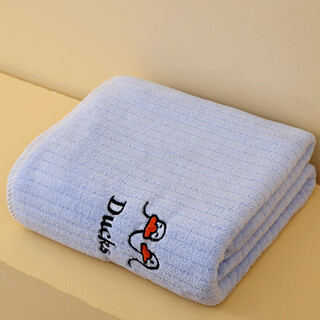 Children's bath towel is soft, absorbent and lint-free for all seasons, baby bath towel, baby blanket, kindergarten blanket, blue duck, soft and absorbent, 70cm*140cm bath towel + children's towel
