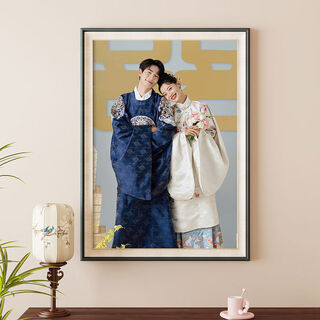 Yusenyi wedding photo frame hanging wall washing wedding photos made into picture frames printing family photos customized frame dark gray blue-shiny matt film small 48-inch 60*120cm universal use in horizontal and vertical use