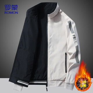 Romon jacket men's winter business casual cotton coat outdoor sports fashion versatile double-sided top 9 meters white xl