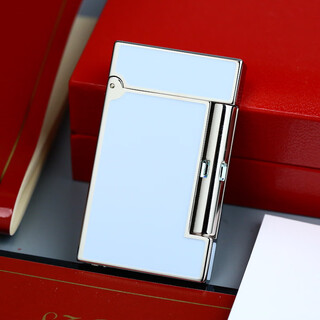 Second-hand 99 new s.t.dupont dupont inflatable lighter ligned oblique fire pipe machine men's accessories luxury collection gift light blue original box 17679