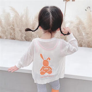 Girls' ice silk sun protection clothes 2025 new summer thin children's style breathable jacket baby sun protection clothing summer clothes white 80 recommended height 70-80 cm