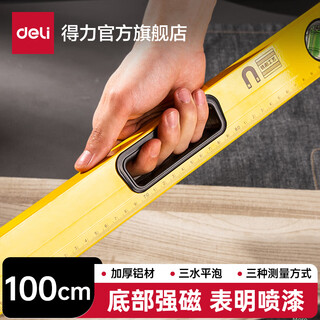 Deli tool level high-precision level level small aluminum alloy anti-fall balancer strong magnetic ruler home strong magnetic type surface paint 100cm dl291000