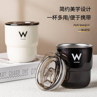 Baig double-layer stainless steel mug coffee cup 304 material light luxury casual cup birthday gift 260ml dark night black