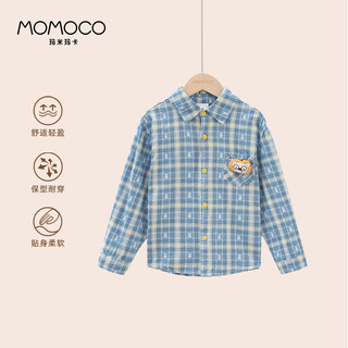 Mami maka (momoco) boys outer shirt spring and autumn pure cotton trendy fashion shirt blue 140