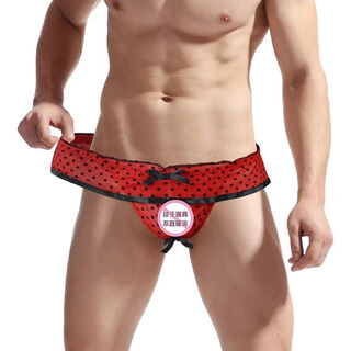 Men's sexy underwear t-pants t-pants mesh open crotch skirt underwear sexy fabric soft red one size