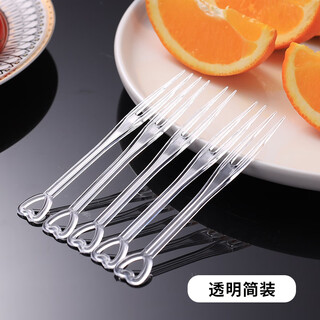 Meikejie fruit fork disposable set western pastry cake sample plastic ktv independently packaged transparent dessert transparent thickened heart shape (simple pack) 1000 count