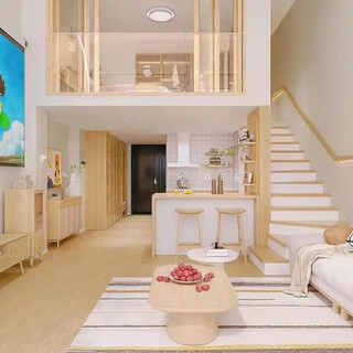 Light luxury loft couple city view king bed room