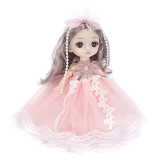 Shantou lincun cute wedding dress doll toy pendant little girl student gift children's birthday gift bjd joint doll pink 18cm